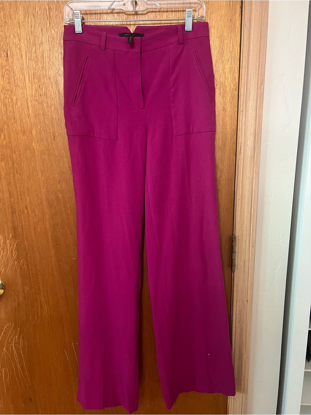 BCBGMaxAzria Fuchsia Wide-Leg Trousers w/ Patch Pockets